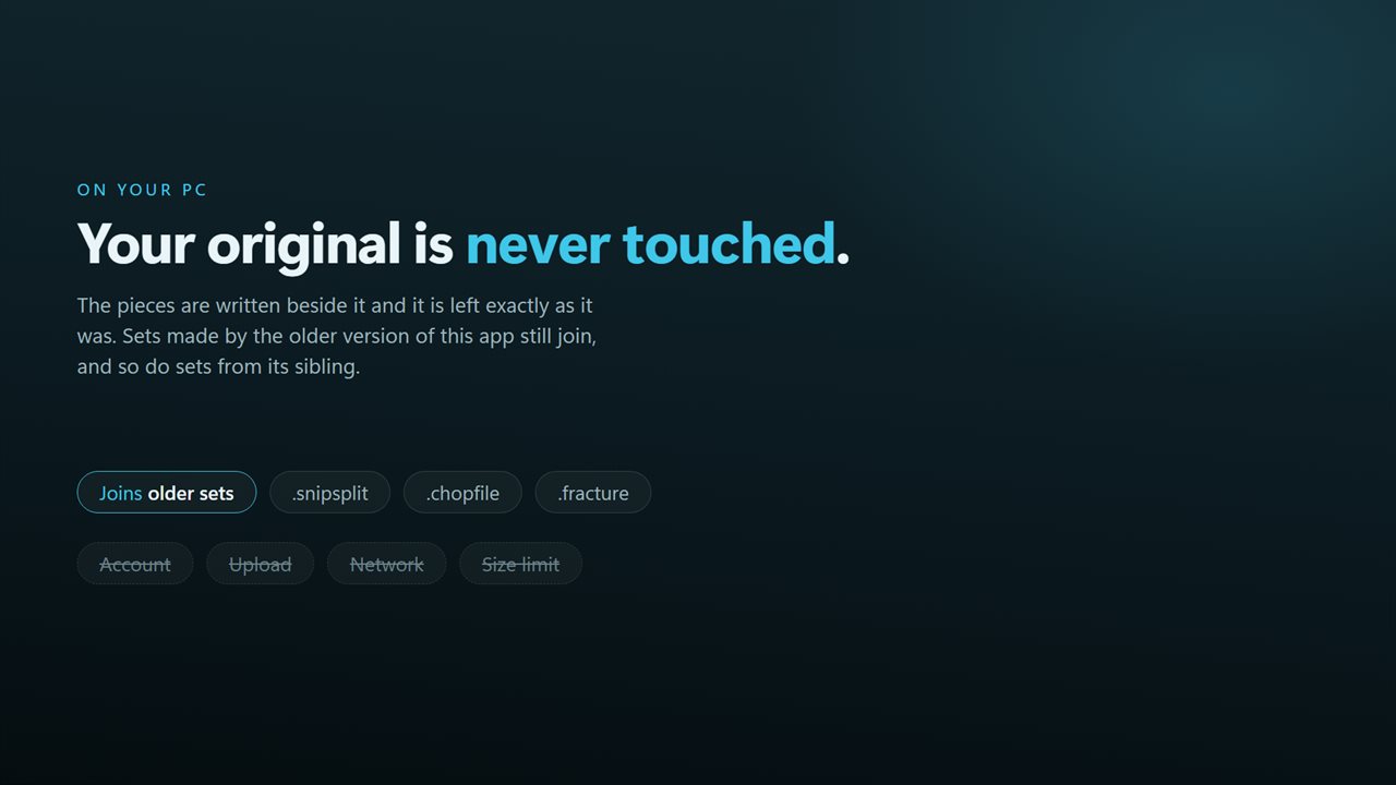 Nothing is uploaded. Your original is never touched.