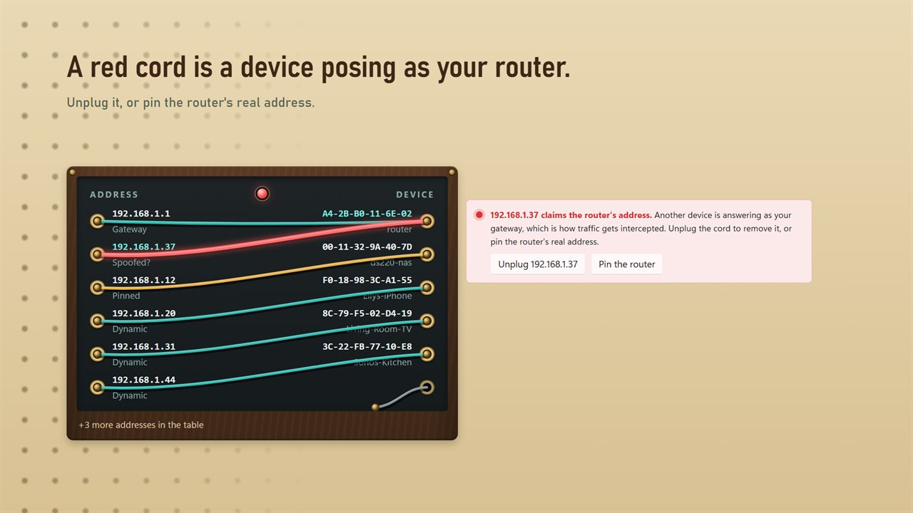 A red cord means a device is answering as your router.