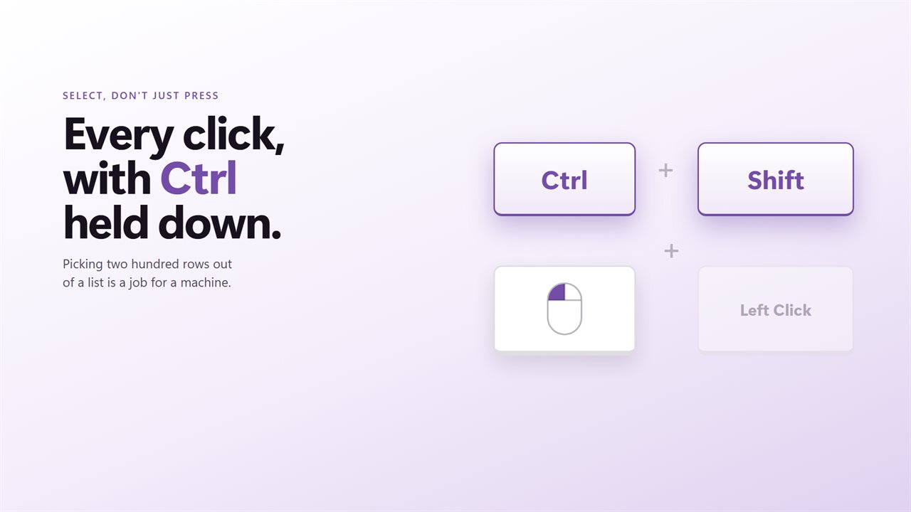 Every click, with Ctrl or Shift held down.