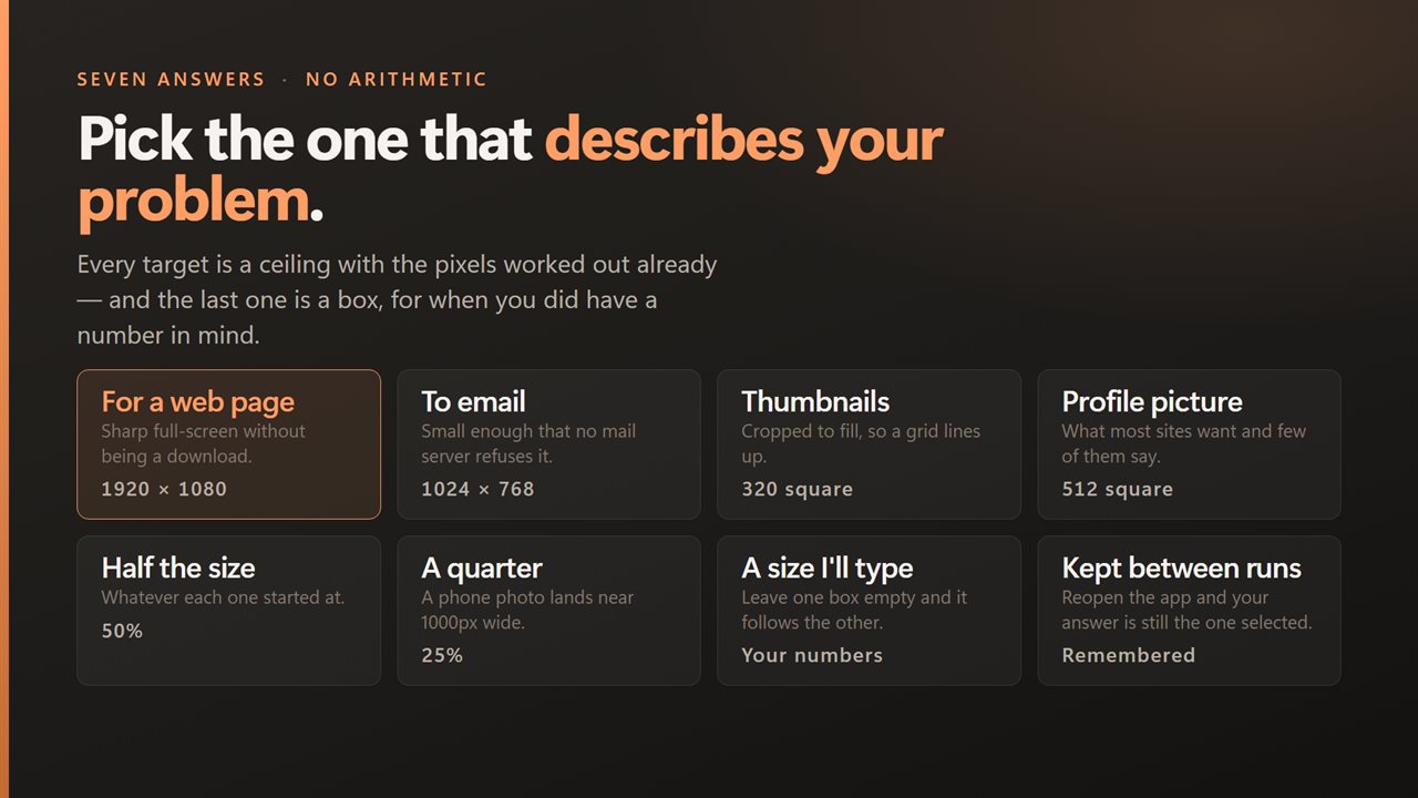 Seven plain answers instead of arithmetic — pick the one that fits.