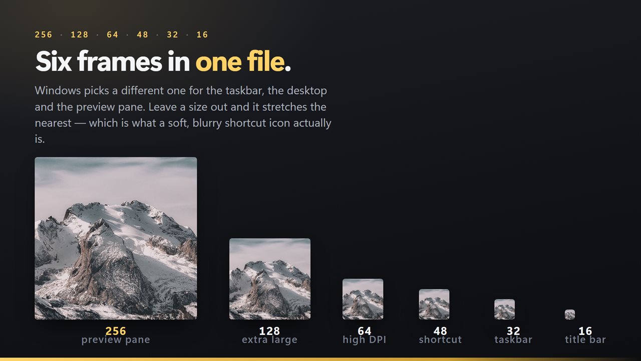Six frames in one file: 256, 128, 64, 48, 32 and 16.