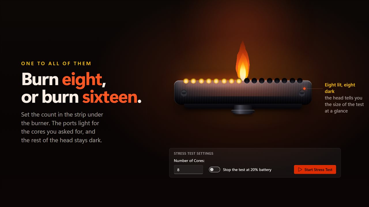 Choose how many cores to burn, from one to all of them.