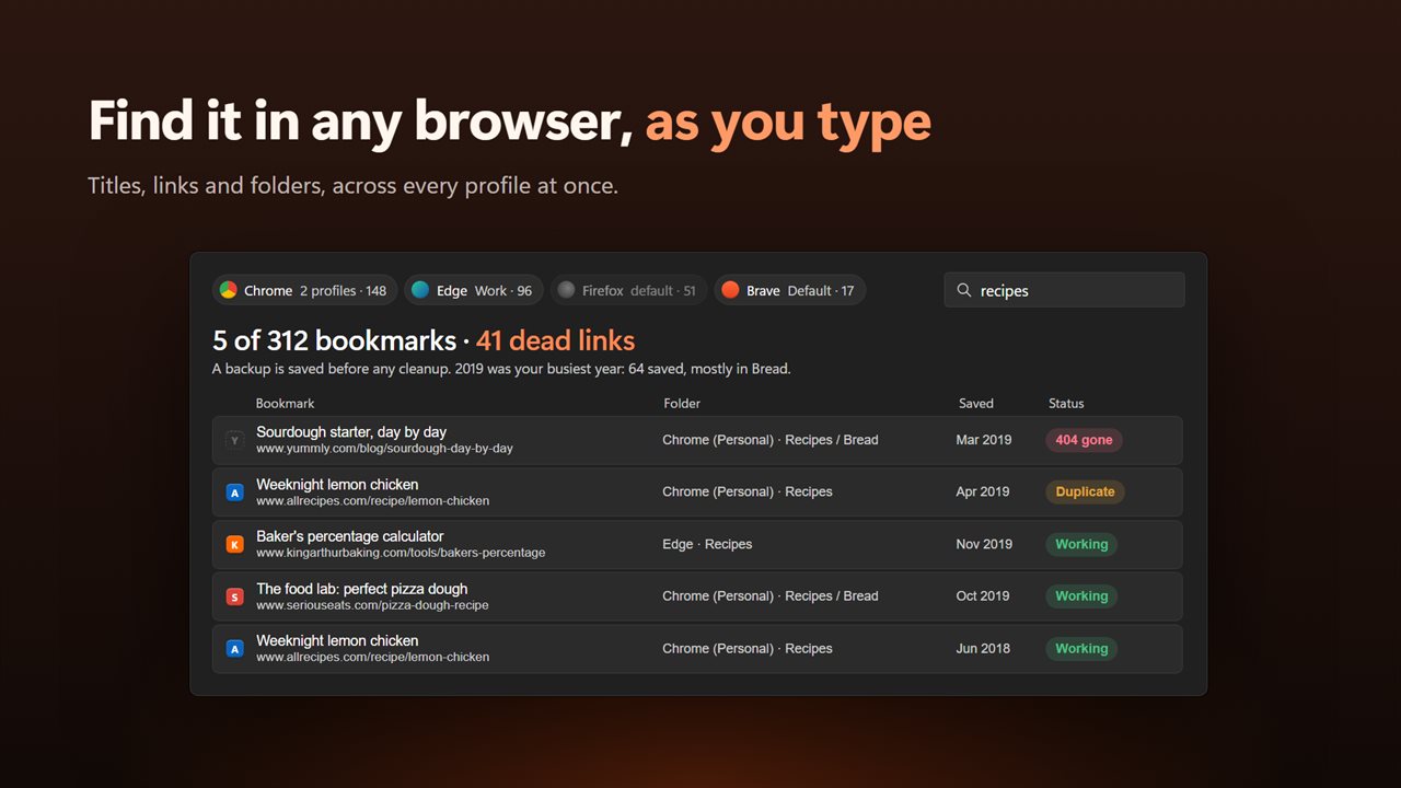 Search every title, link and folder at once.