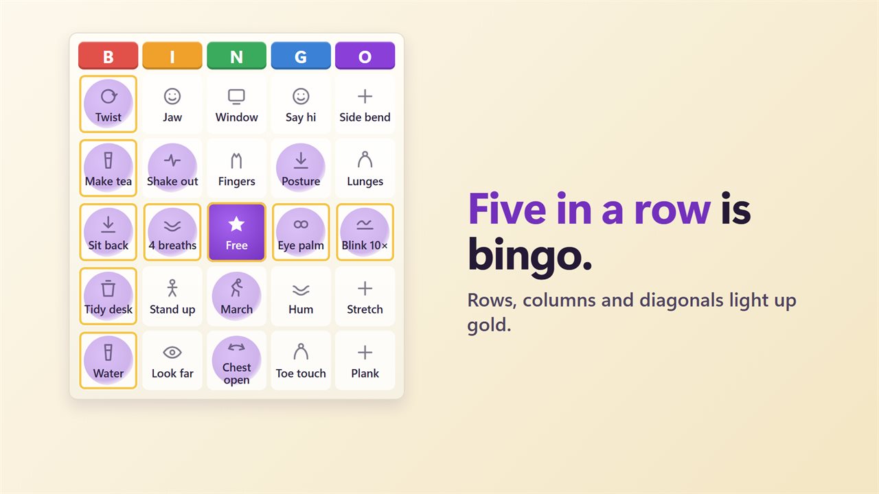 Line up a row, a column or a diagonal and it lights up gold.