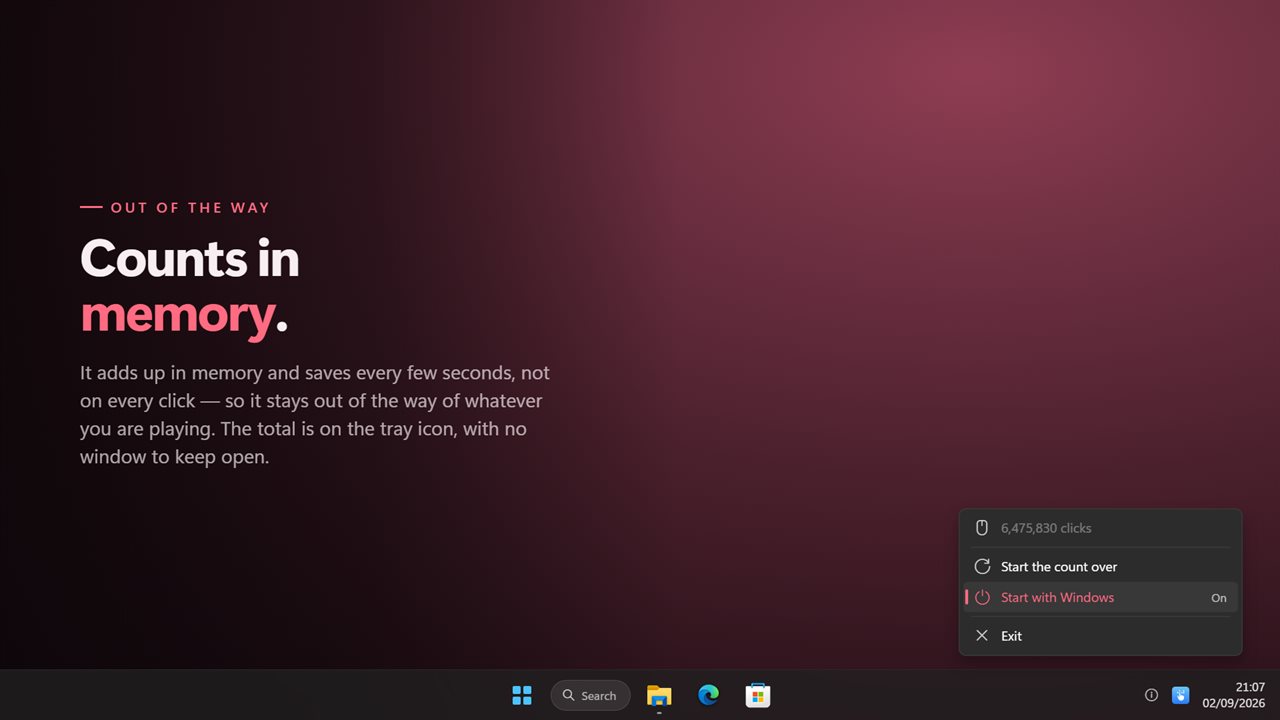 It lives in the notification area and starts with Windows.