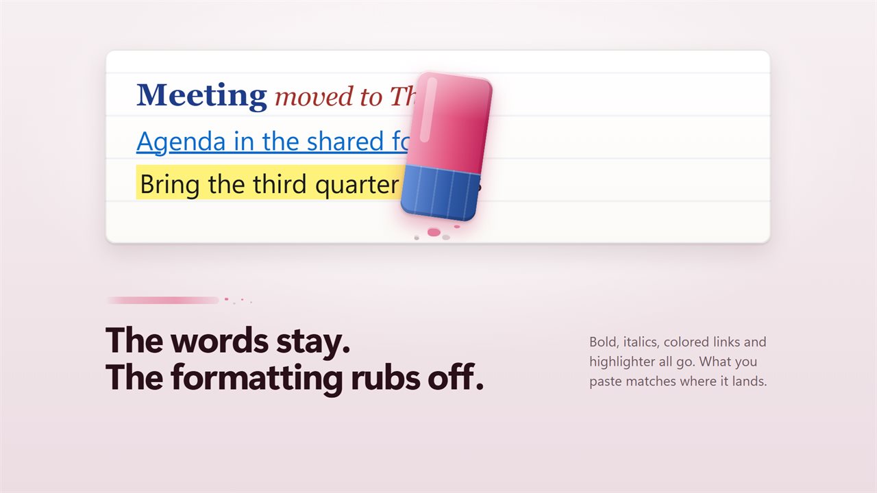 Fonts, colors and highlights rub off; the words stay.
