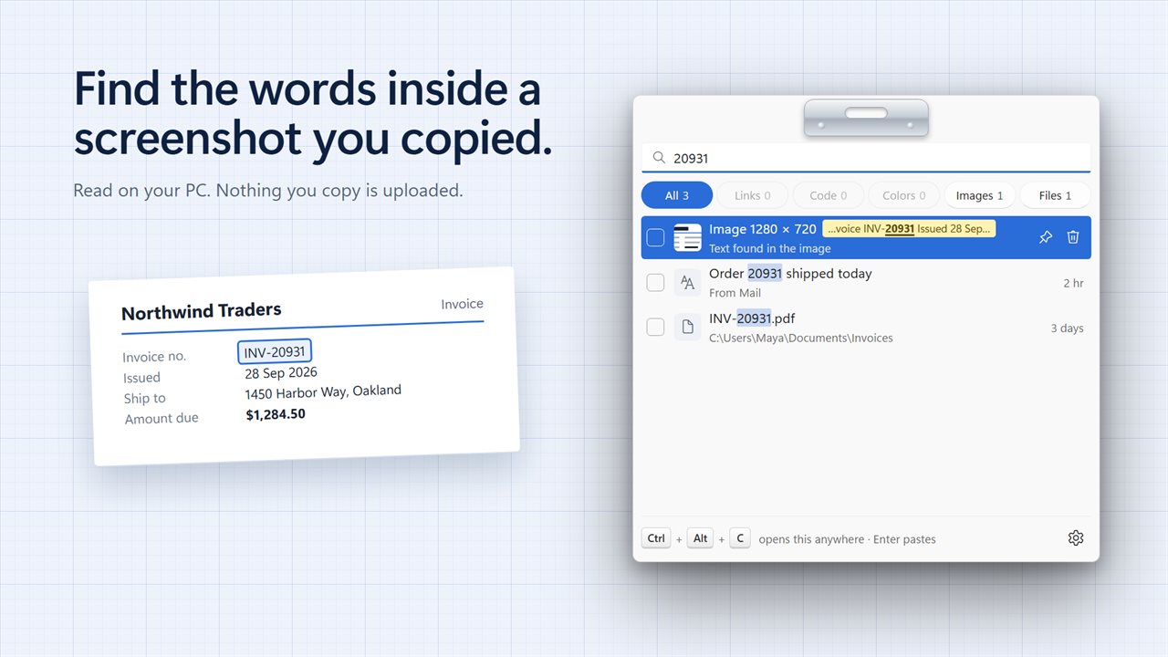 Find the words inside a screenshot you copied.