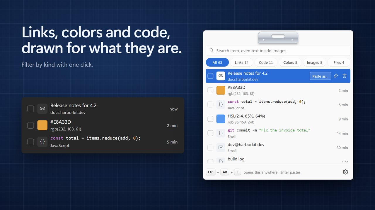 Links, colors and code, drawn for what they are.