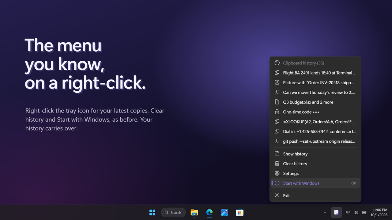 The menu you know, on a right-click.