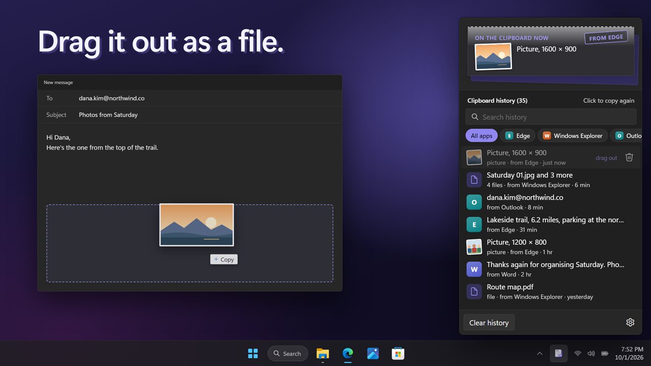 Drag a picture or a file out as a file.