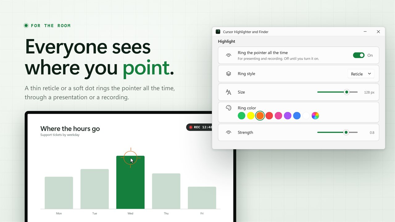 A reticle that follows the pointer while you present.