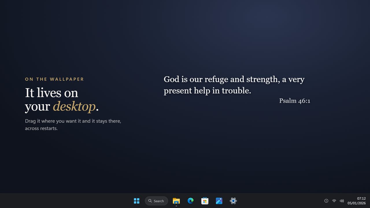 It sits on your desktop, wherever you drag it — and stays there across restarts.
