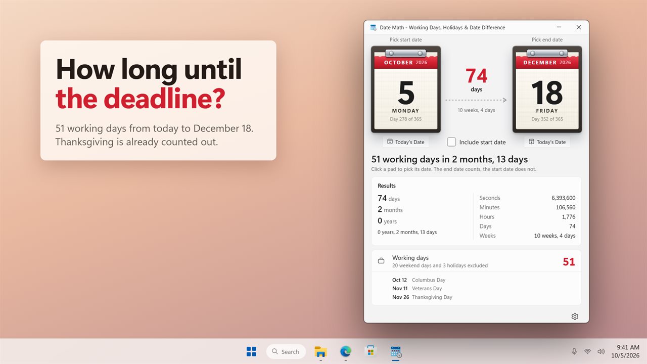 How many working days until the deadline.