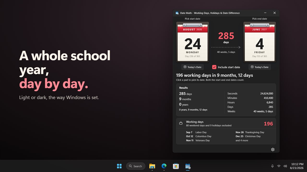 A whole school year, in light or dark.
