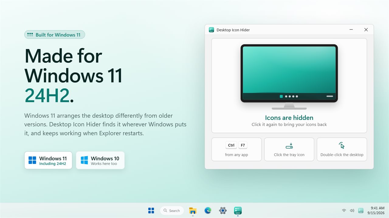 Works on Windows 11, including 24H2, and on Windows 10.