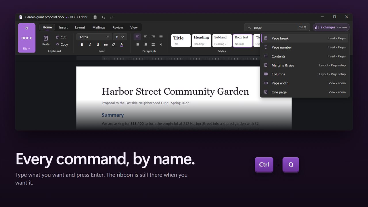 Press Ctrl+Q to find any command by name.