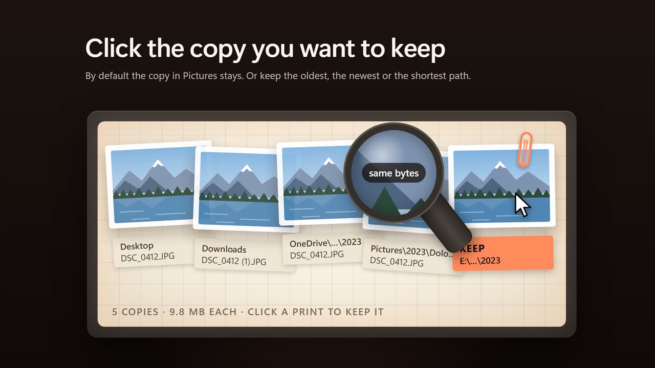 Click the copy you want to keep.