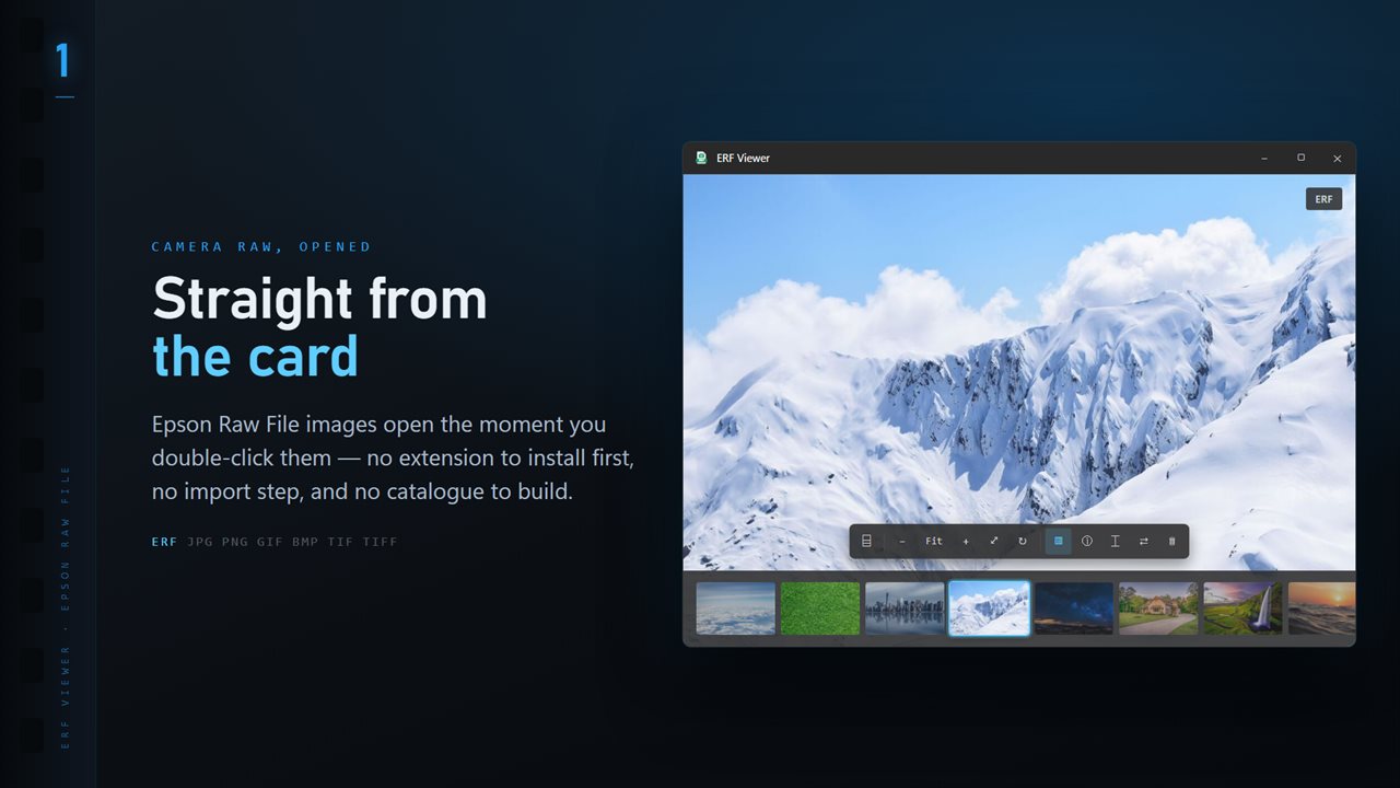 ERF files open the moment you double-click them, with the whole folder along the bottom.