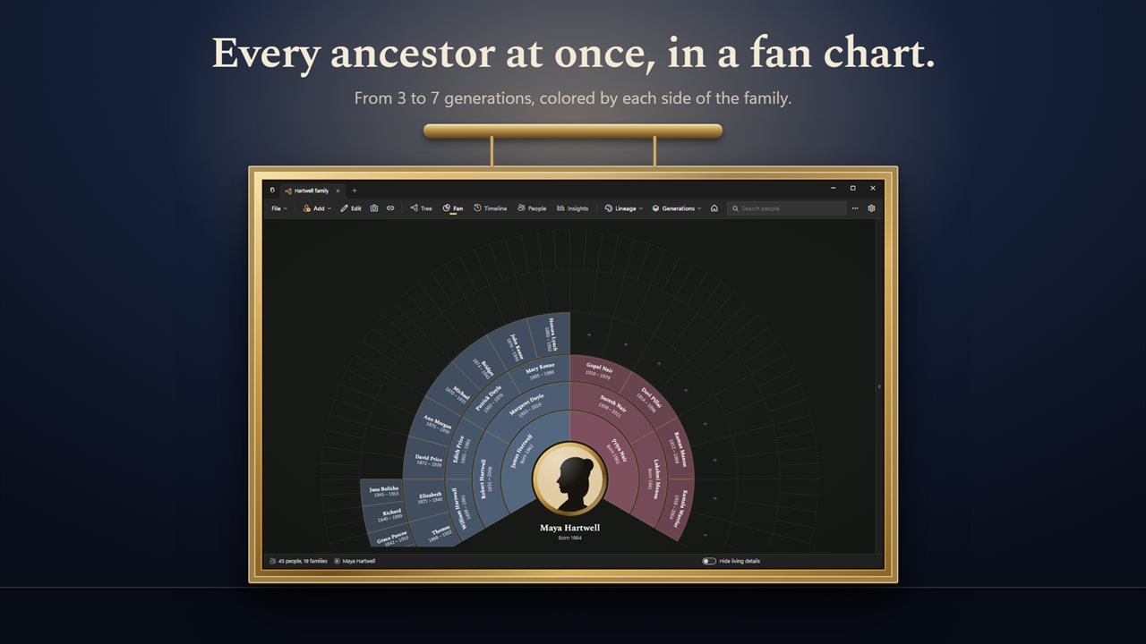 Every ancestor at once, in a fan chart.