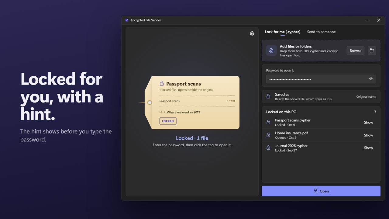 Lock files for yourself, with a hint that shows first.