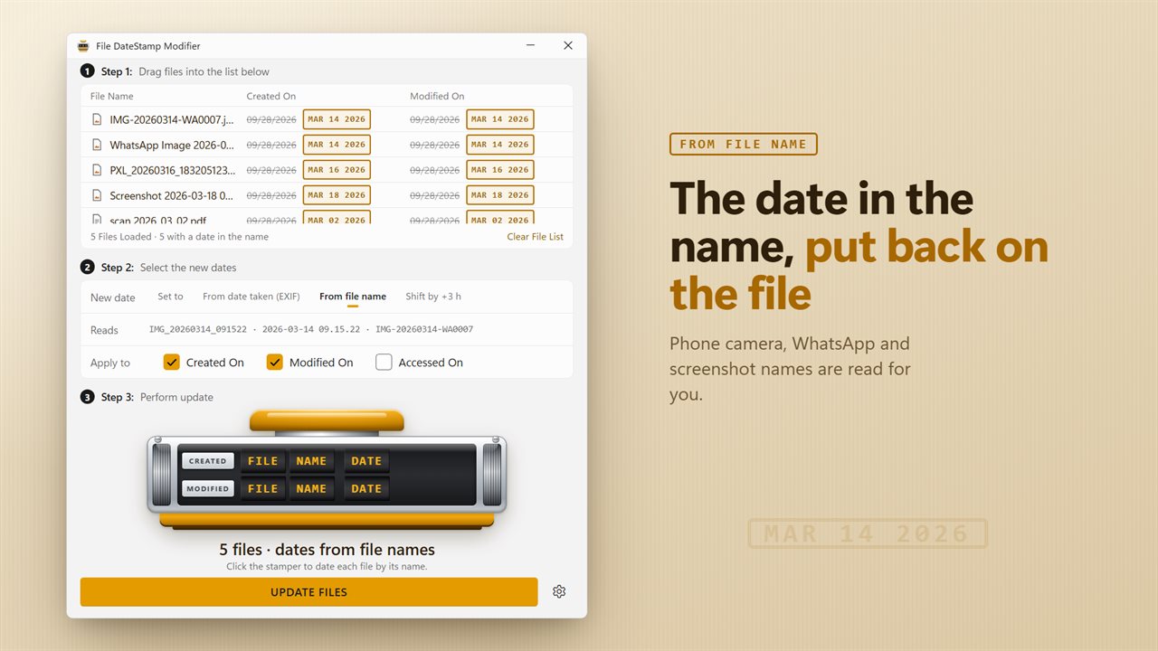 The date in the file name, put back on the file.