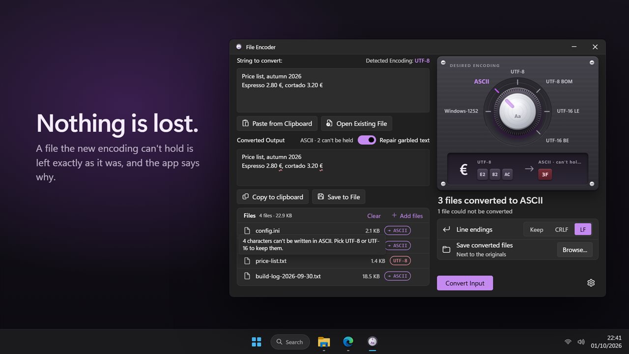 Nothing is lost: a file that can't be converted safely is left alone.