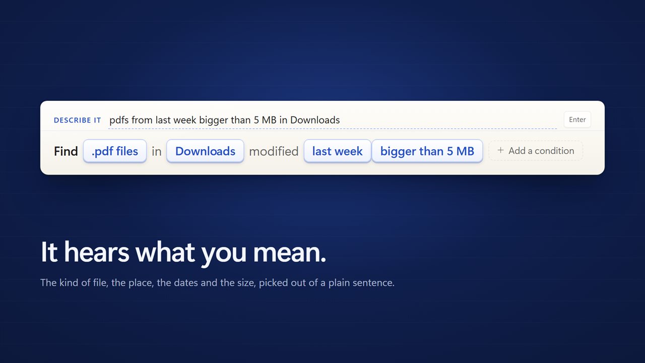 It picks out the kind, the place, the dates and the size.