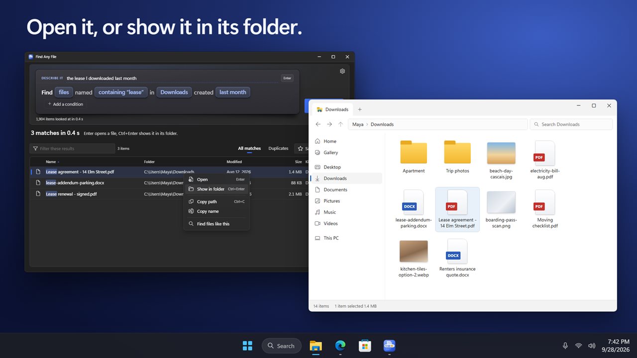 Open a file, or show it in its folder.