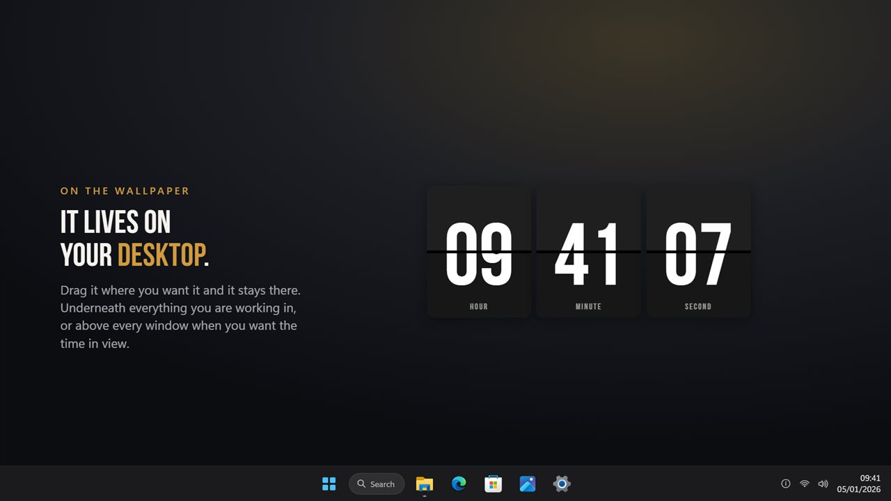 It sits on your desktop, wherever you drag it — and stays there across restarts.