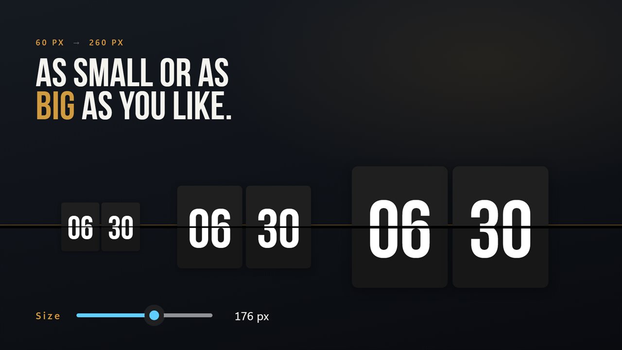 Any size from 60px to 260px. One slider moves the whole board.