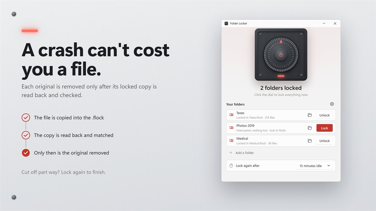 Originals are removed only after the locked copy is checked.