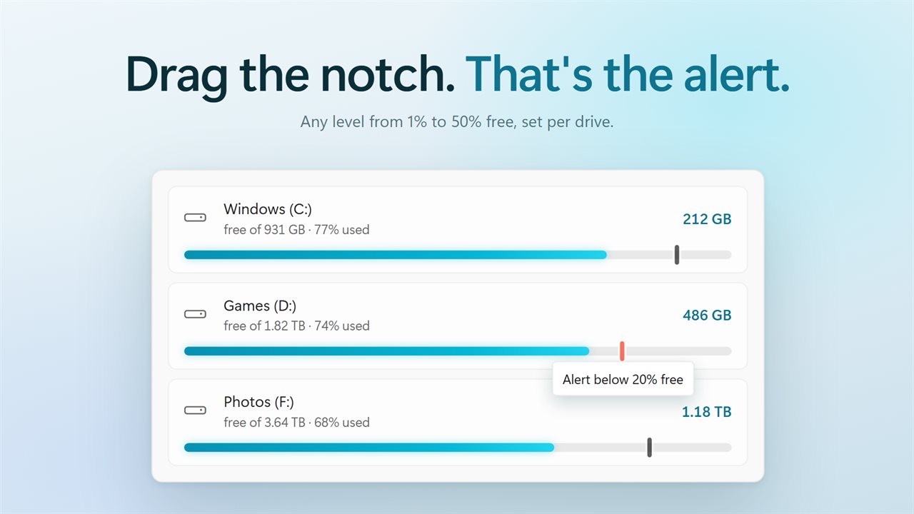 Drag a notch to choose when a drive counts as low.