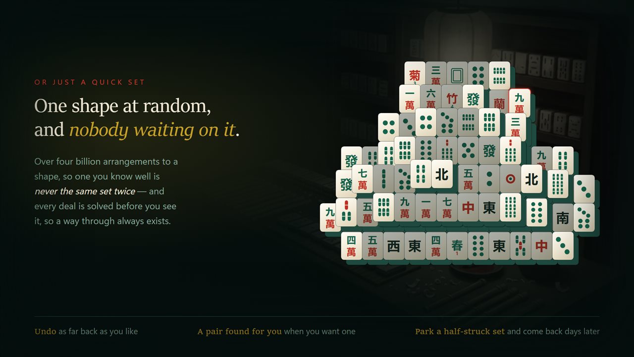 Or a quick set: one shape at random, with nobody waiting on it.