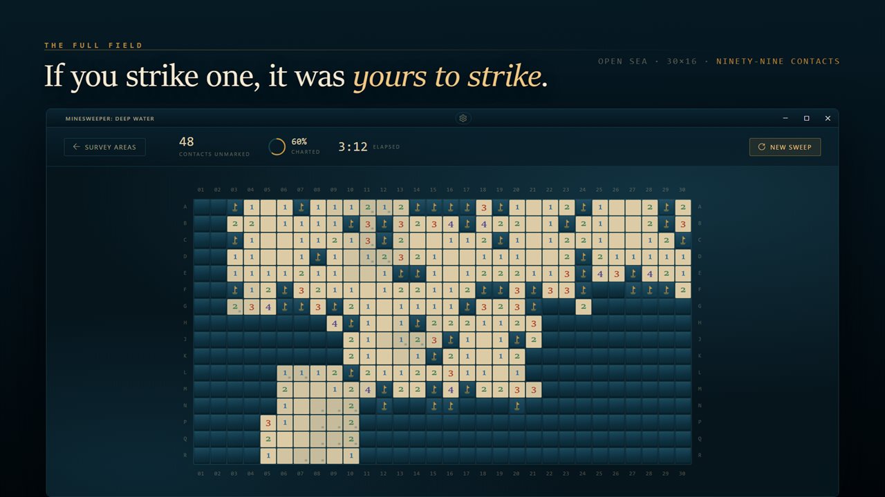 Open Sea: thirty by sixteen, ninety-nine contacts, and every one of them findable.
