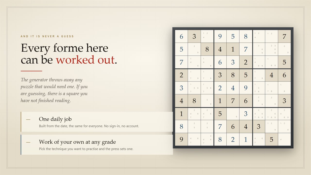 Four grades to set yourself, and a daily job from the date. Never a guess in any of them.