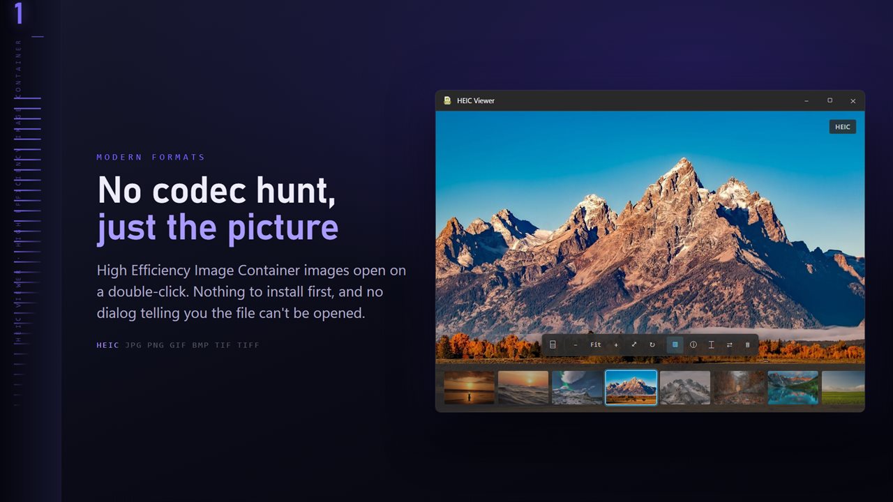 HEIC files open on a double-click — nothing to install first.
