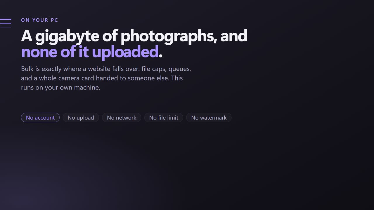 A gigabyte of photographs, and none of it uploaded.