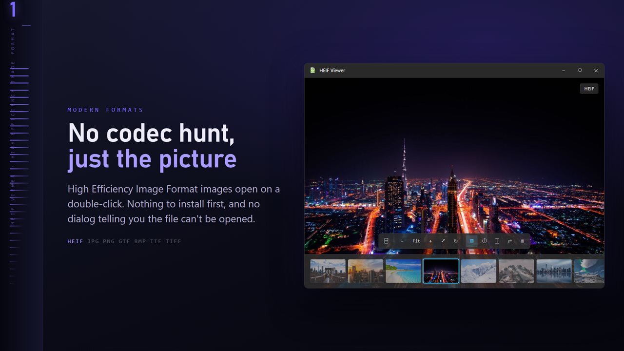 HEIF files open on a double-click — nothing to install first.