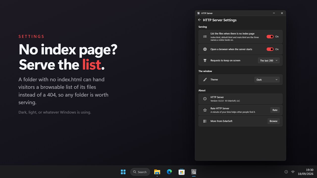 A folder with no index page can serve a list of its files.