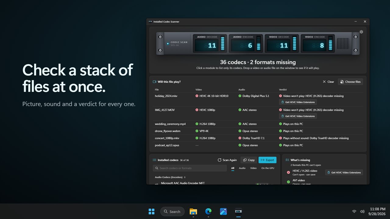 Check a stack of files at once.