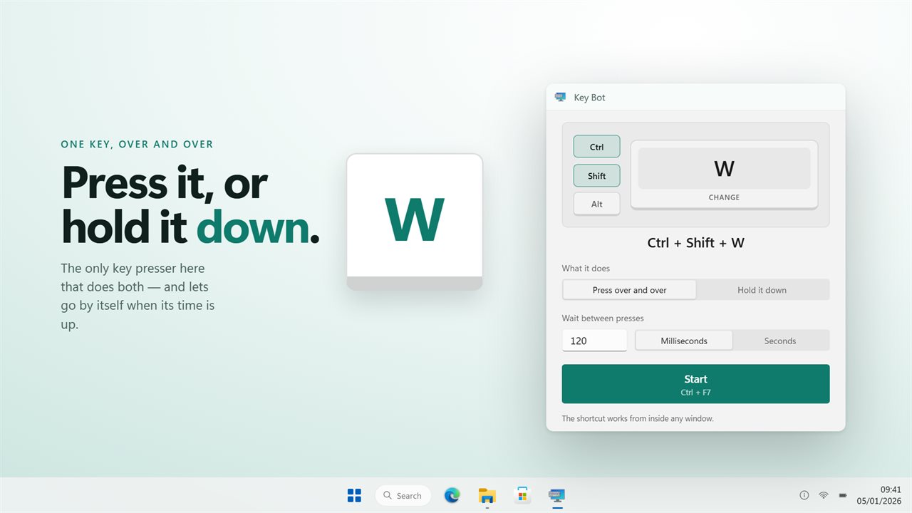 Press one key over and over, or hold it down.