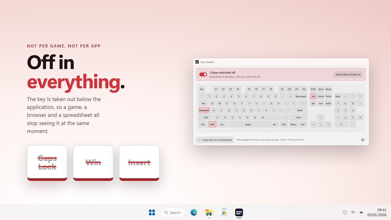 Off everywhere in Windows, until you switch it back on.
