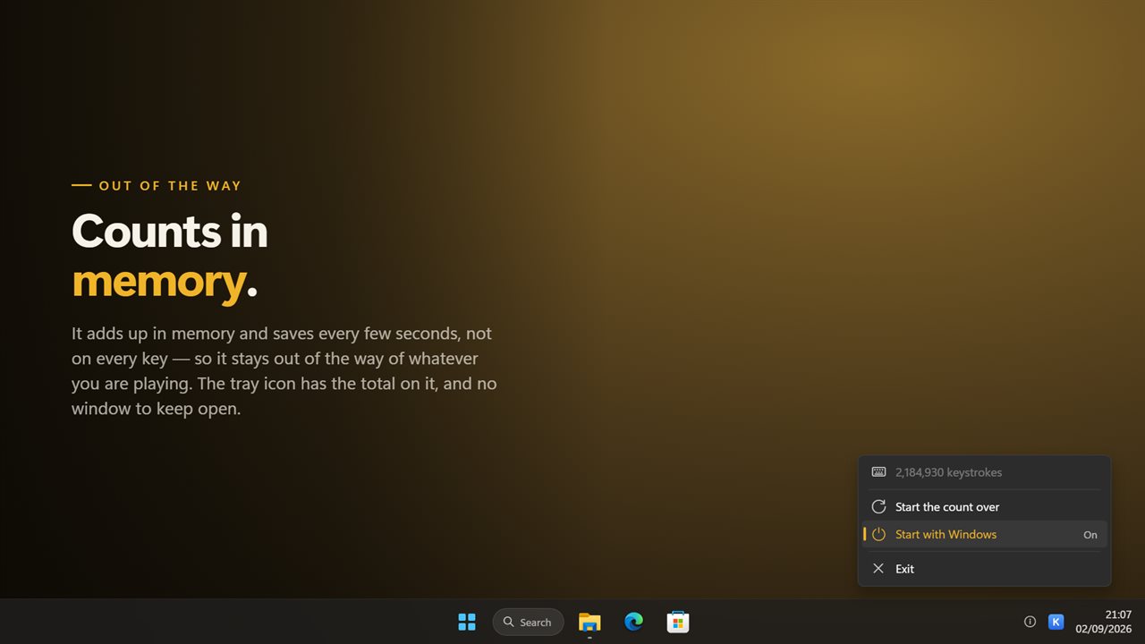 It lives in the notification area and starts with Windows.