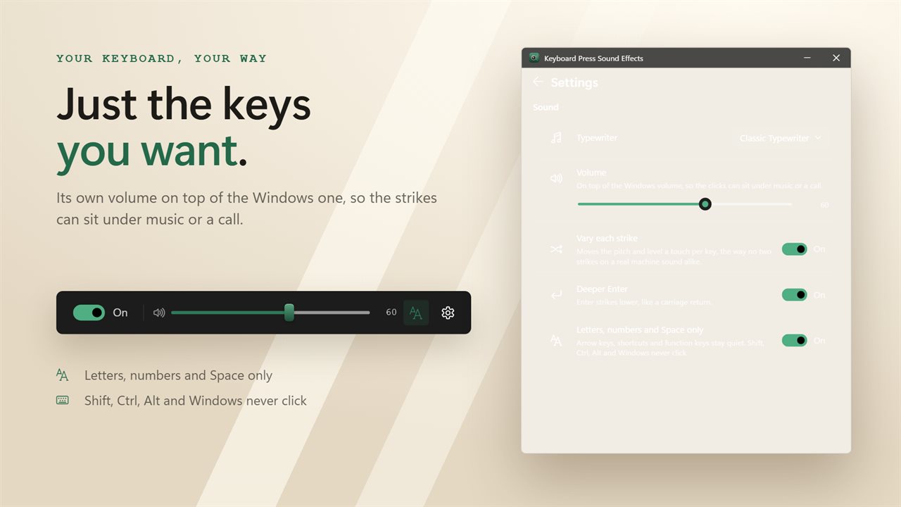 Its own volume, and only the keys you want.
