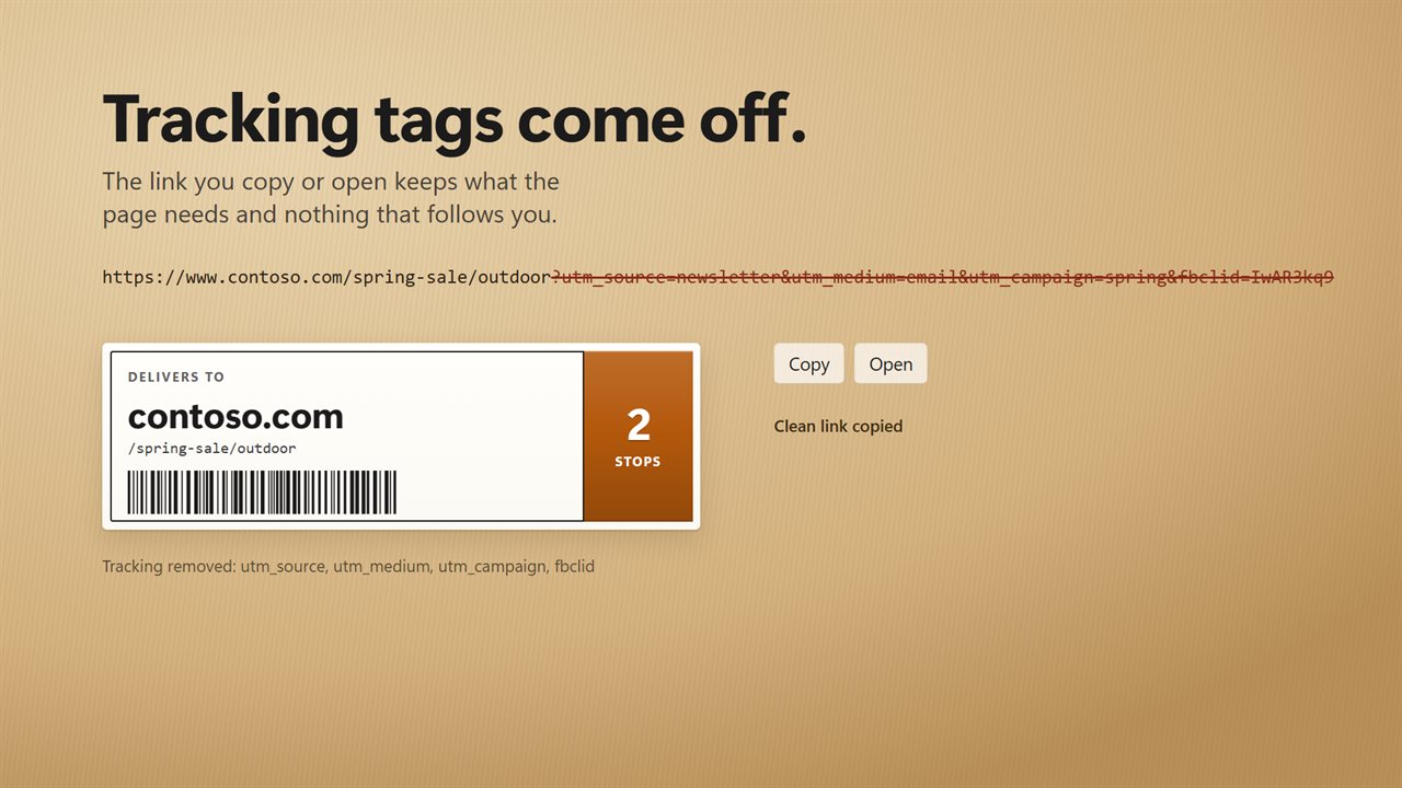 Tracking tags come off the link you copy or open.
