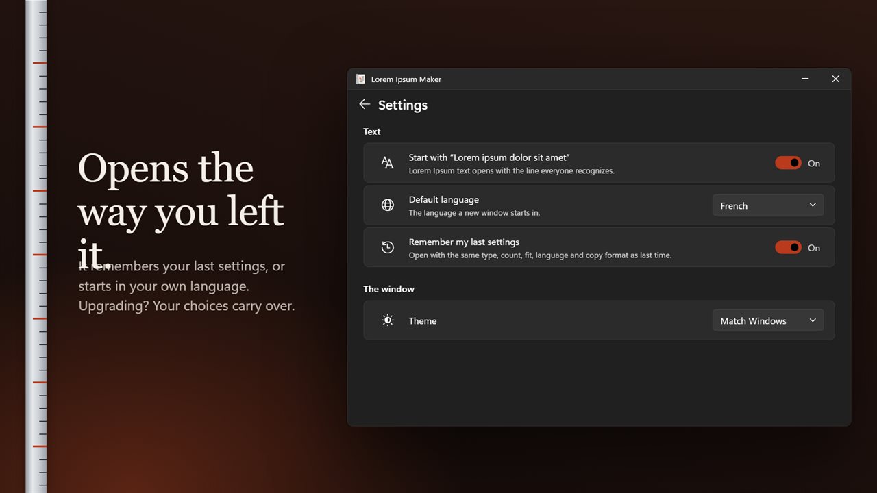 Remember your settings, or start in your own language.