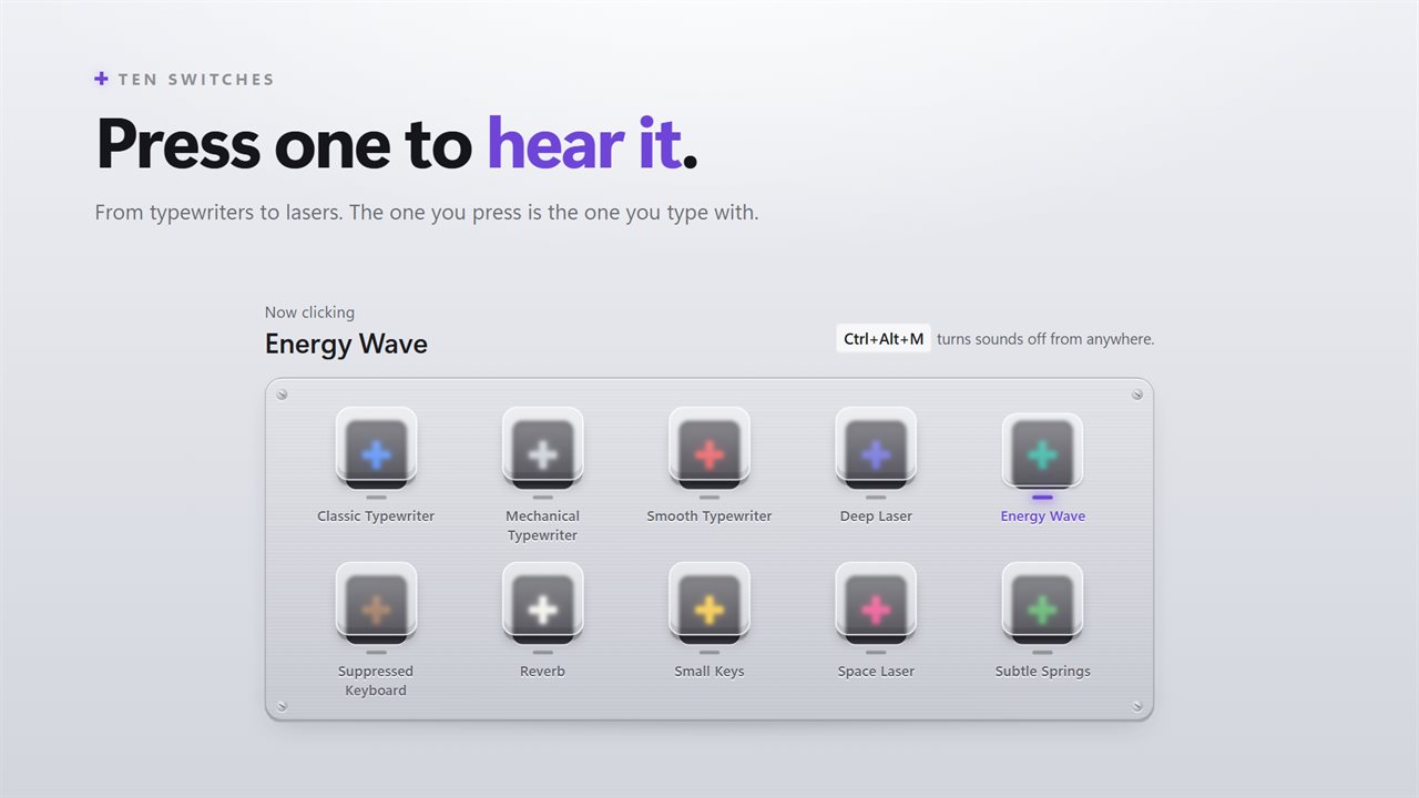 Ten switches. Click one to hear it and type with it.