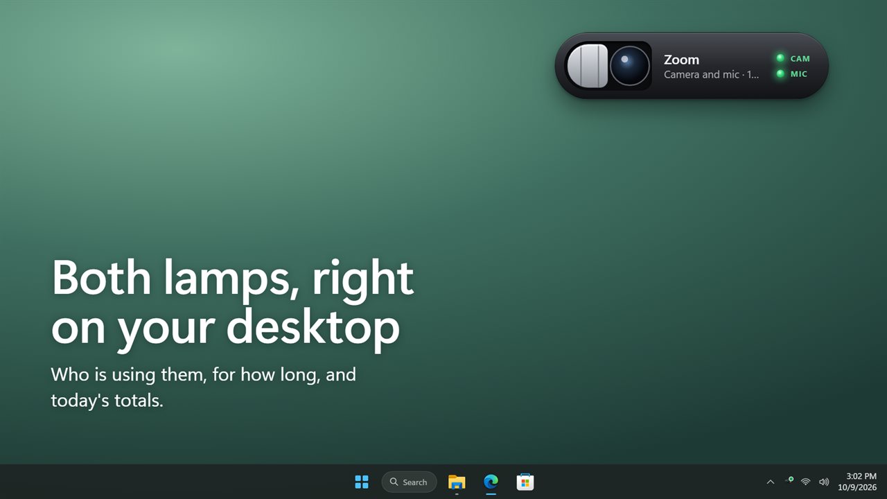 Both lamps and today's totals, right on your desktop.
