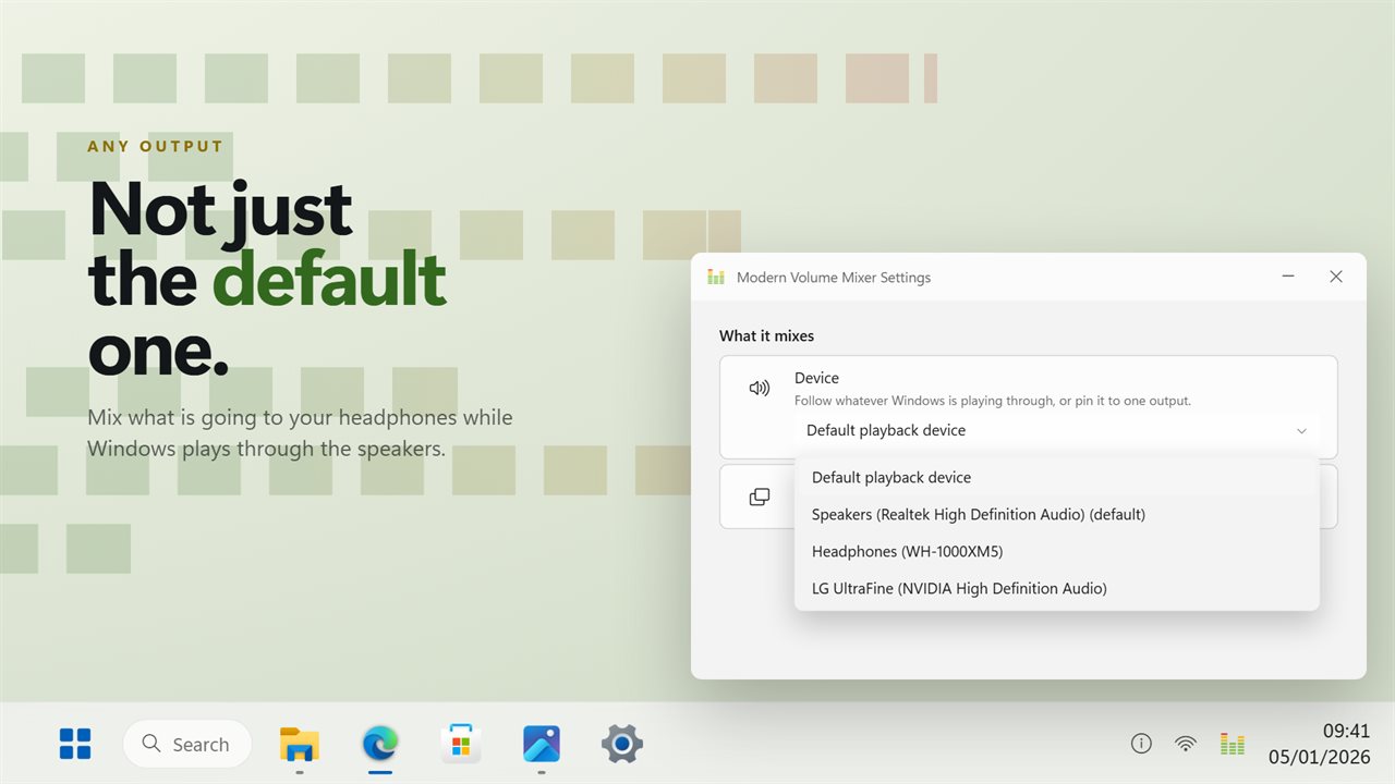 Mix any output, rather than only the one Windows is using.