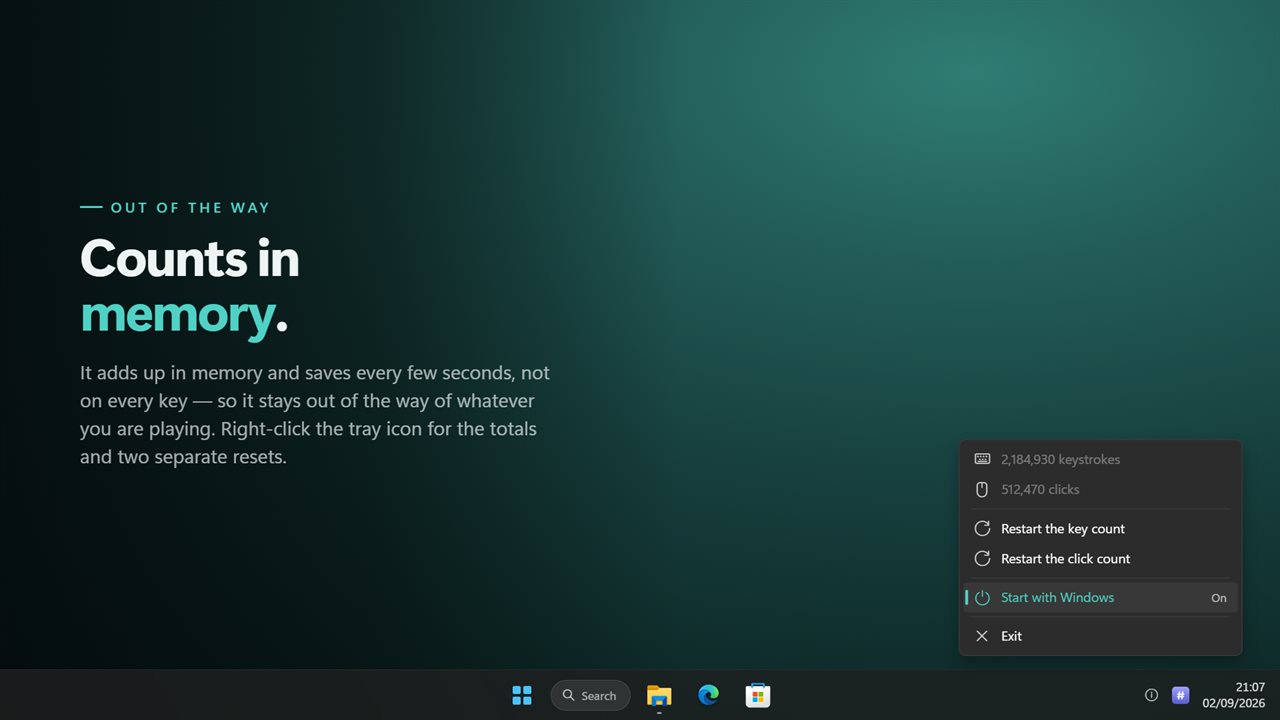 It lives in the notification area and starts with Windows.